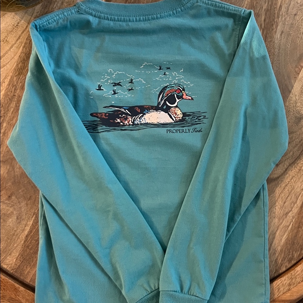Properly Tied Kids Long Sleeve Teal Shirt